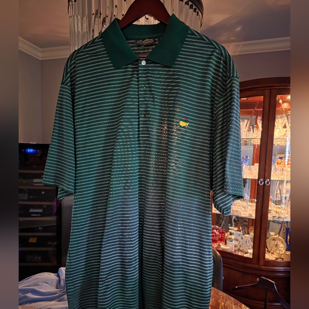 Master's hard to find Green Striped Men's Golf Shirt Amen Corner!